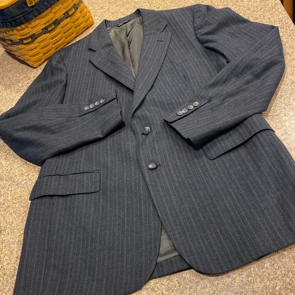 Vintage Cricketeer Sport Coat Suit Jacket Pin Stripe 2 Button No Size Tag